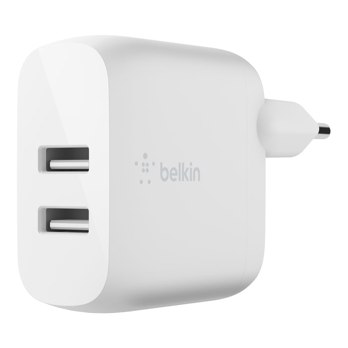 Cargador de pared doble USB-A de 24 W + cable Lightning a USB-A
