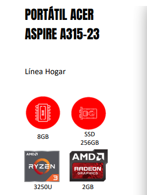 PORTÁTIL ACER ASPIRE A315-23