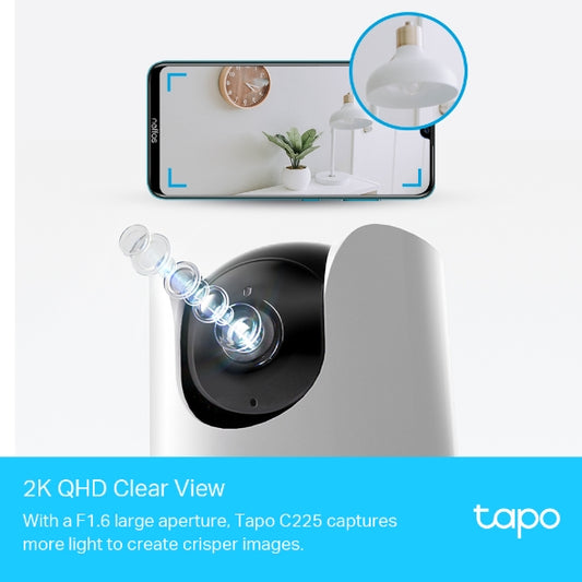 Tapo C225 Cámara inteligente Wi-Fi de seguridad para el hogar con movimiento horizontal y vertical