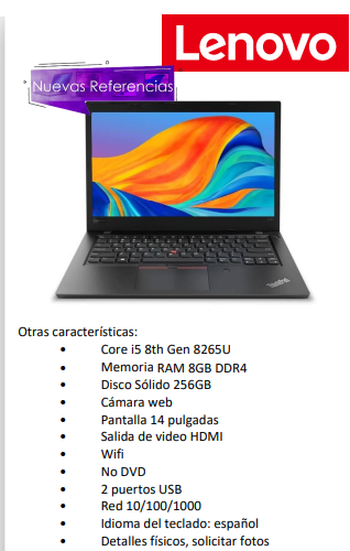 PORTÁTIL LENOVO THINKPAD L480